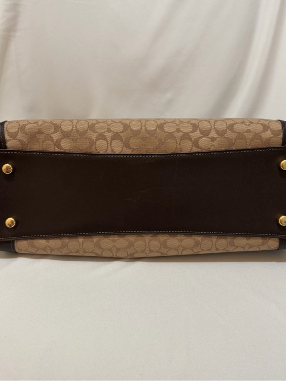 Coach Brown Signature Canvas Shoulder Bag with Dark Brown Trim - Picture 9 of 12